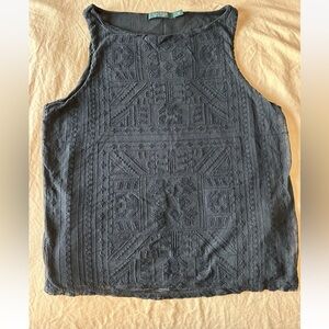 Lauren Ralph Lauren Black Textured lace layered Tank Top